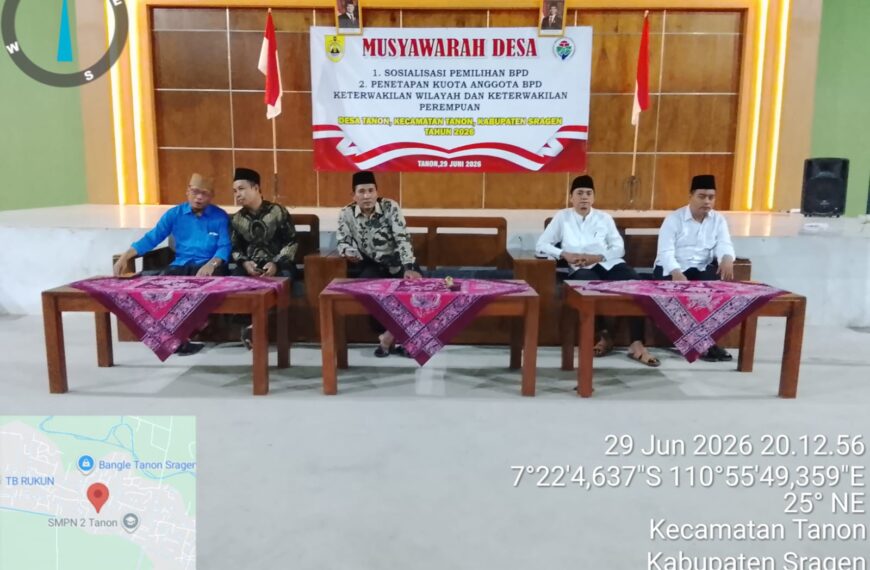 Persiapan Pemilu Tingkat Desa, Pemerintah Desa Tanon Gelar Musyawarah Sosialisasi dan Penetapan Kuota Anggota BPD